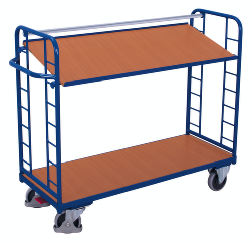 VARIOfit Etagewagen met kantelbare houten legbord, draagvermogen 250 kg, 2 etages