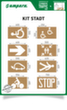 a.m.p.e.r.e. set sjablonen Stadt voor vloermarkering, rolstoelgebruikers, pijl, verzamelpunt, laadstation, voetgangers, fiets, stop