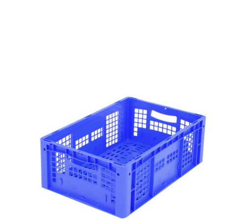 BITO Euronorm-stapelbak met dubbele geribbelde bodem + wanden + geperforeerde bodem, blauw, inhoud 41 l