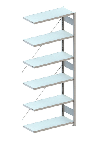 META Systeeminhaakstelling CLIP aanbouwsectie, hoogte x breedte x diepte 2500 x 756 x 436 mm, 6 legborden