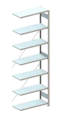 META Systeeminhaakstelling CLIP aanbouwsectie, hoogte x breedte x diepte 3000 x 1306 x 436 mm, 7 legborden