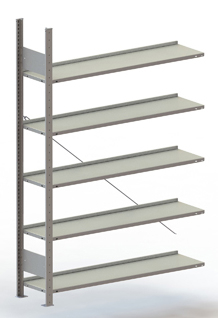 META Inhaakstelling aanbouwsectie met aanslagrand, hoogte x breedte x diepte 1850 x 1006 x 336 mm, 4 legborden