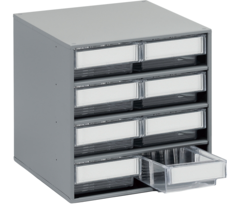 Treston Klein magazijn, 8 lade(n), RAL7035 lichtgrijs/transparant