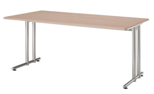 Bureau Terra Nova met C-voetonderstel, breedte x diepte 1600 x 800 mm, plaat notenboom