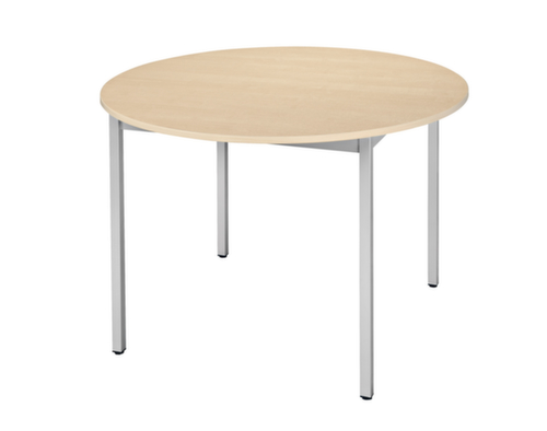 Ronde multifunctionele tafel met frame van vierkante buis, Ø 1100 mm, plaat esdoorn