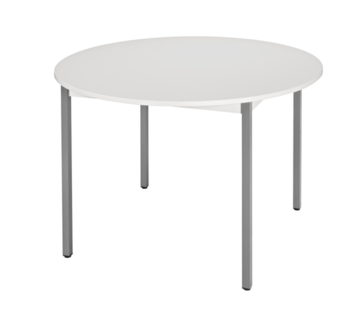 Ronde multifunctionele tafel met frame van vierkante buis, Ø 1100 mm, plaat lichtgrijs