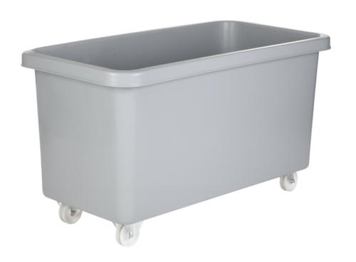Mobiele rechthoekige bak geschikt voor levensmiddelen + versterkte bodem, inhoud 450 l, grijs