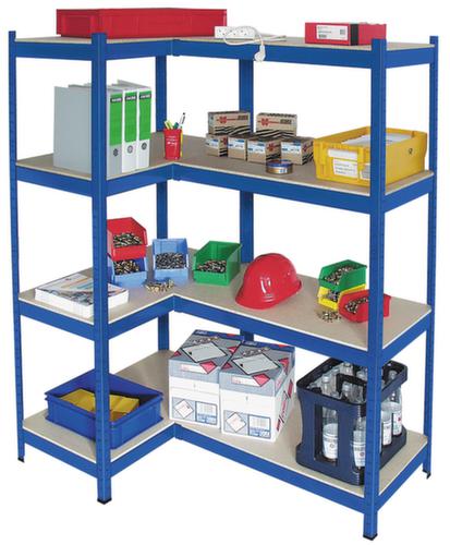 Spaanplaten inhaakstelling met 4 legborden, hoogte x breedte x diepte 1800 x 910 x 600 mm, 4 legborden