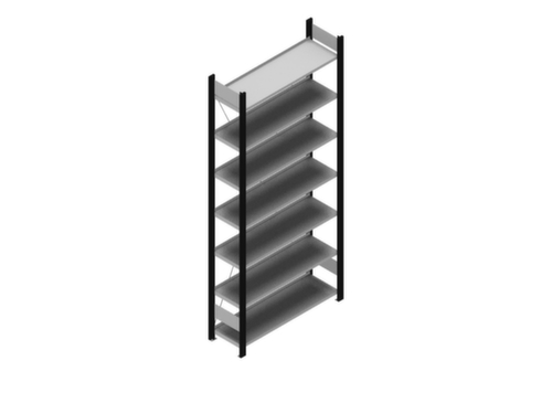 hofe Inhaakstelling voor dossiers, 7 vloer, RAL 9005 gitzwart/RAL 9006 blank aluminiumkleurig