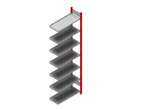 hofe Inhaakstelling voor dossiers aanbouwsectie, 7 vloer, RAL 3000 vuurrood / RAL 9006 blank aluminiumkleurig