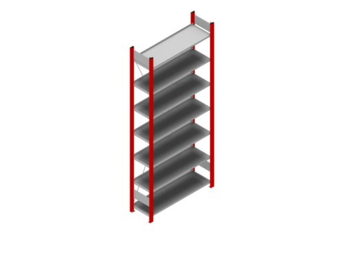 hofe Inhaakstelling voor dossiers, 7 vloer, RAL 3000 vuurrood / RAL 9006 blank aluminiumkleurig