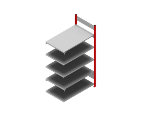 hofe Boutloos vijlrek Bevestigingsgebied voor gebruik aan beide zijden, 5 vloer, RAL 3000 vuurrood / RAL 9006 blank aluminiumkleurig