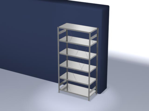 hofe Systeeminhaakstelling in standaard uitvoering, hoogte x breedte x diepte 2500 x 1360 x 635 mm, 6 legborden