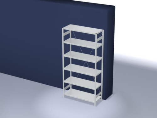 hofe Systeeminhaakstelling in standaard uitvoering, hoogte x breedte x diepte 2500 x 1360 x 535 mm, 6 legborden