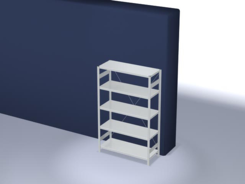 hofe Systeeminhaakstelling in middelzware uitvoering, hoogte x breedte x diepte 2000 x 1360 x 535 mm, 5 legborden