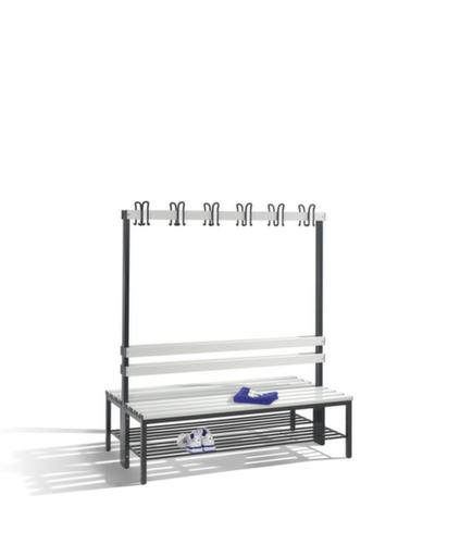 C+P Kleedkamerbank zwartgrijs met haken en pvc-strips