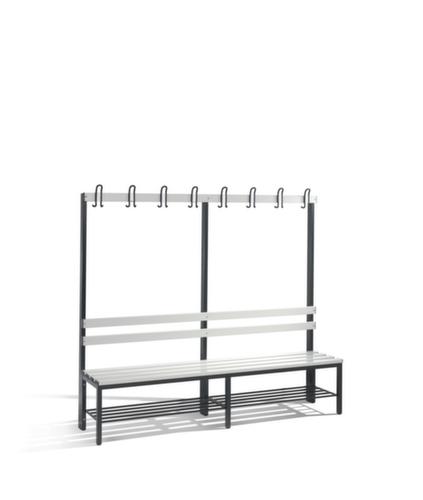 C+P Kleedkamerbank zwartgrijs met haken en pvc-strips