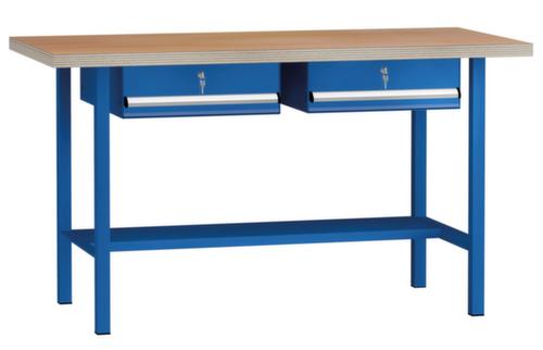 KLW Lutz Werkbank met multiplexplaat, 2 laden, 1/2 legbord