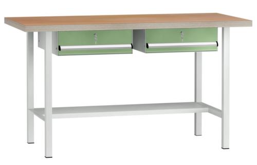 KLW Lutz Werkbank met multiplexplaat, 2 laden, 1/2 legbord