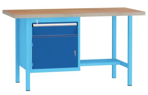 KLW Lutz Werkbank met multiplexplaat, 1 lade, 1 kast, 1/2 legbord