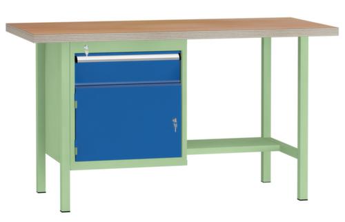 KLW Lutz Werkbank met multiplexplaat, 1 lade, 1 kast, 1/2 legbord
