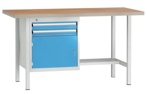 KLW Lutz Werkbank met multiplexplaat, 2 laden, 1/2 legbord