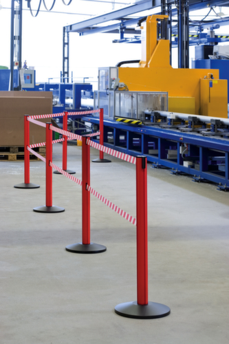 Afzetpaal Safety met 2 riemen, lengte afzetlint 2,3 m, paal aluminium