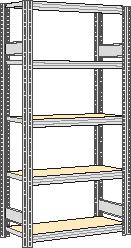 regalwerk Spaanplaten inhaakstelling met legborden, hoogte x breedte x diepte 2000 x 1061 x 326 mm, 5 legborden