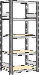 regalwerk Spaanplaten inhaakstelling met legborden, hoogte x breedte x diepte 2000 x 931 x 426 mm, 5 legborden