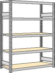 regalwerk Spaanplaten inhaakstelling met legborden, hoogte x breedte x diepte 2000 x 1751 x 426 mm, 5 legborden