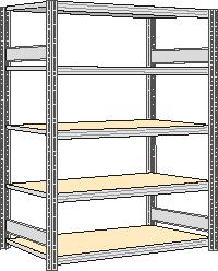 regalwerk Spaanplaten inhaakstelling met legborden, hoogte x breedte x diepte 2000 x 1751 x 626 mm, 5 legborden