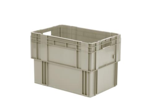 Euronorm-draaistapelbak met geribbelde bodem, grijs, inhoud 80 l