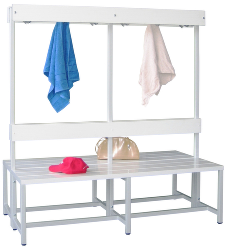 PAVOY Kleedkamerbank Basis RAL7035 met haken en kunststof strips