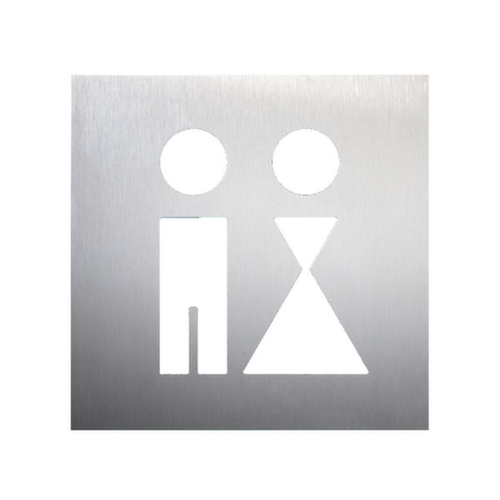Deurbord met RVS pictogram, "wc dames/heren"