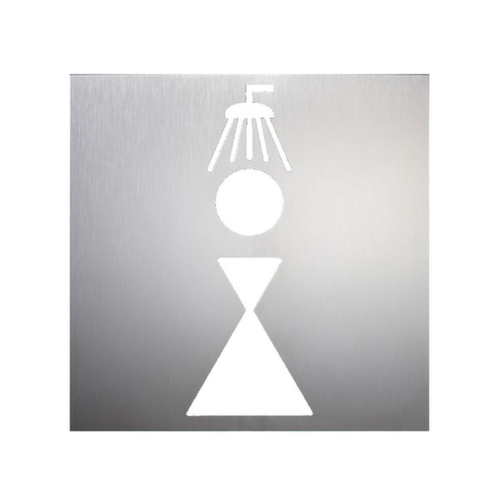 Deurbord met RVS pictogram, "Damesdouche"