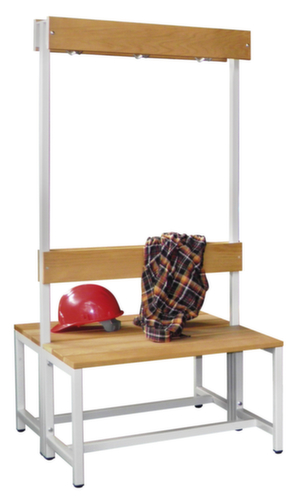 PAVOY Kleedkamerbank Basis lichtgrijs met haken en houten strips