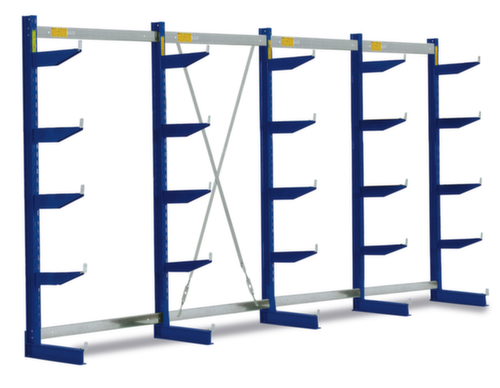 Draagarmstelling, eenzijdig - ontworpen voor plaatsing tegen een wand, hoogte 1980 mm, 5 niveaus