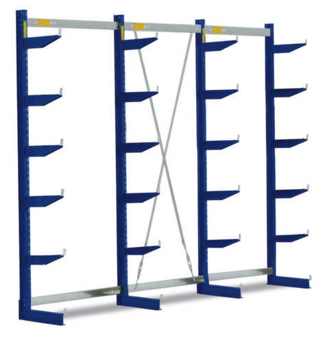 Draagarmstelling, eenzijdig - ontworpen voor plaatsing tegen een wand, hoogte 2480 mm, 6 niveaus