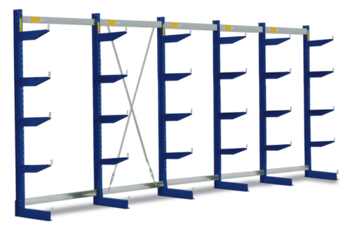 Draagarmstelling, eenzijdig - ontworpen voor plaatsing tegen een wand, hoogte 1980 mm, 5 niveaus