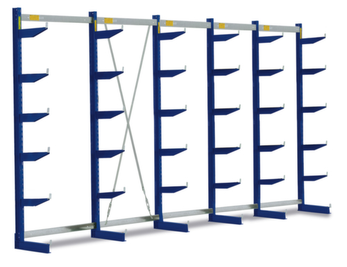 Draagarmstelling, eenzijdig - ontworpen voor plaatsing tegen een wand, hoogte 2480 mm, 6 niveaus