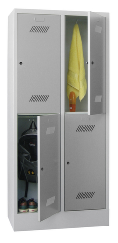 PAVOY Dubbele garderobekast Basis lichtgrijs met 2x2 vakken, vakbreedte 400 mm