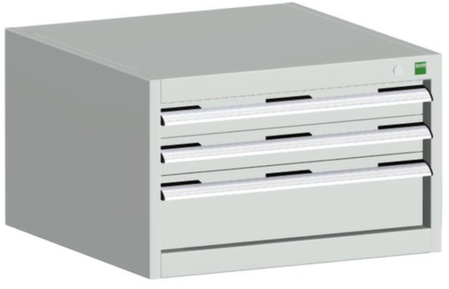 bott Ladekast cubio met oppervlak 650 x 650 mm, 3 lade(n), RAL7035 lichtgrijs/RAL7035 lichtgrijs