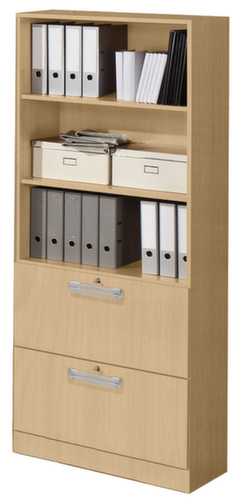 Combi-schroefbare rekken Up and Down met HR-laden, 3 stellingvakken, breedte 800 mm, esdoorn/esdoorn