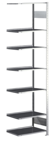 META Inhaakstelling aanbouwsectie met aanslagrand, hoogte x breedte x diepte 2500 x 756 x 336 mm, 7 legborden