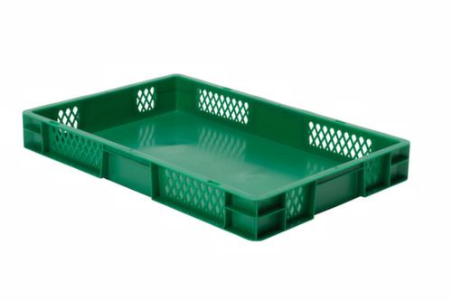 Euronorm-stapelbak geperforeerde wanden, groen, inhoud 14,5 l