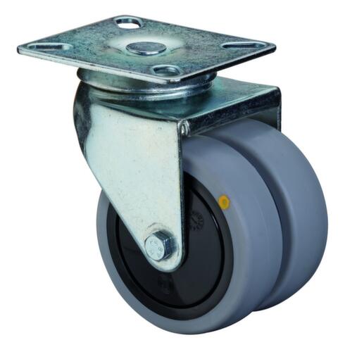 BS-ROLLEN Dubbel zwenkwiel, draagvermogen 70 kg, rubber banden