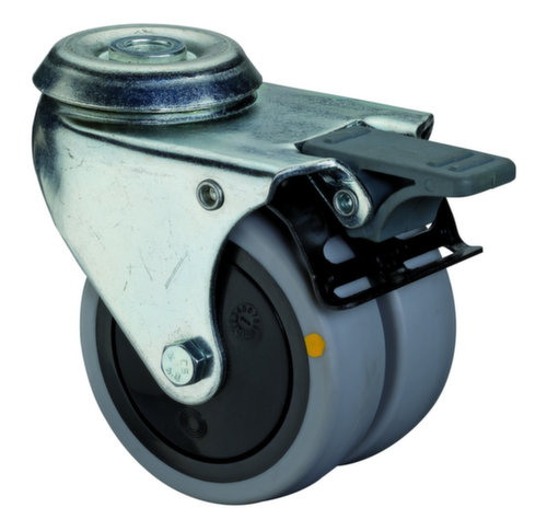 BS-ROLLEN Dubbel zwenkwiel, draagvermogen 80 kg, rubber banden
