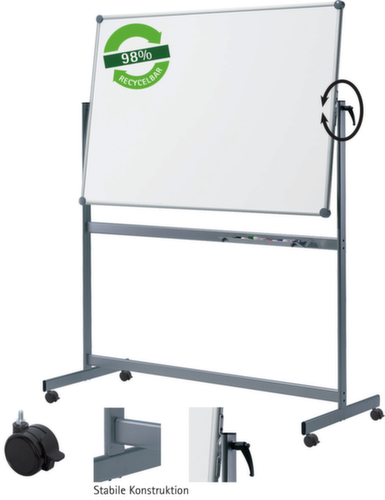 MAUL Mobiel draaibaar whiteboard MAULpro, hoogte x breedte 1950 x 1950 mm