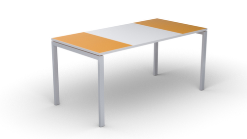 Schrijfkitsch easyDesk in bicolor-look, 4-voetonderstel, breedte 1600 mm, oranje/wit/wit