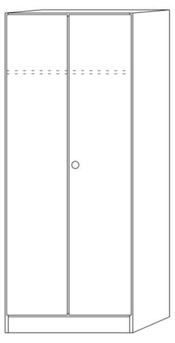 Kantoorkast met openslaande deuren Chef met garderobe, 5 ordnerhoogten, wit/notenboom